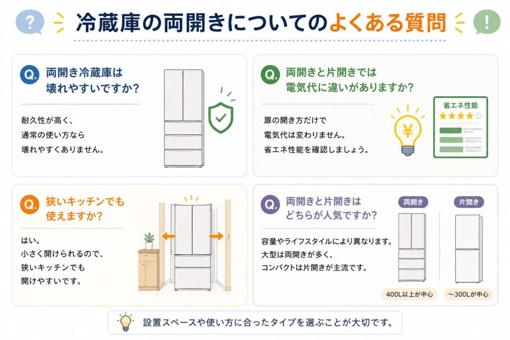 両開き冷蔵庫のよくある質問